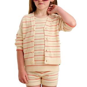 The Bonnie Mob Girls The Bonniemob Pointelle Stripe Cardigan